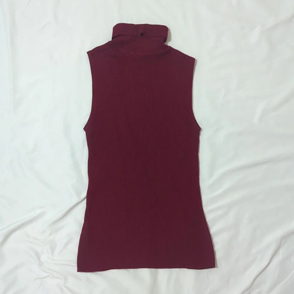 White House Black Market Sleeveless Turtleneck Sweater, Color Maroon Size M - Picture 2 of 13